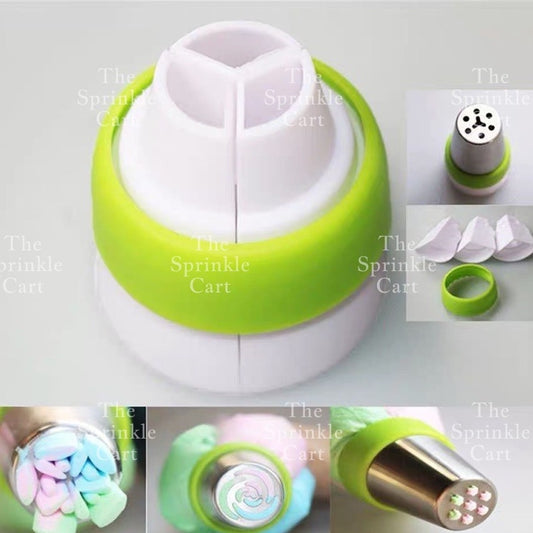 3-Color Russian Nozzle Coupler Converter Decorating Tip Icing Pastry Pipe