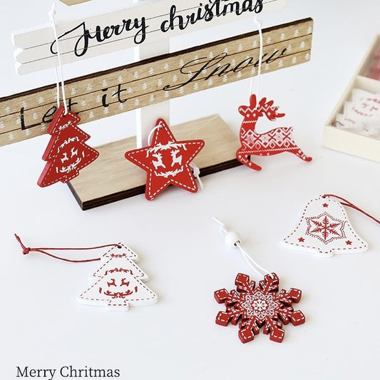 5pcs Wooden Christmas Hanging Ornament for Christmas Tree Decoration TSC