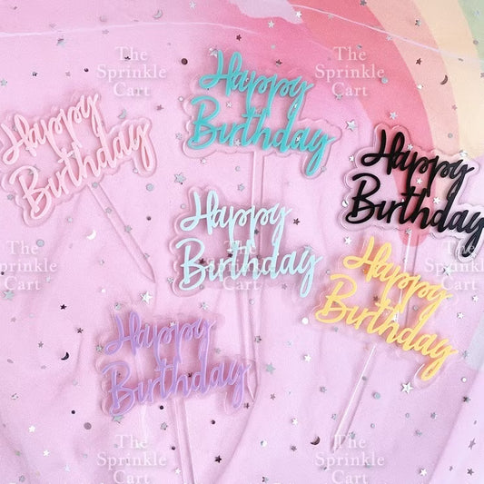 Acrylic Glitter Paper Happy Birthday Mr & Mrs Girl Boy Cake Topper Party Supplies