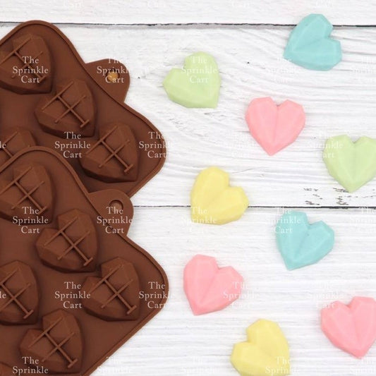 Geometric and Plain Heart Silicone Molder for Cake Decoration DIY Clay Resin Arts Gummies Dropper Mallet TSC