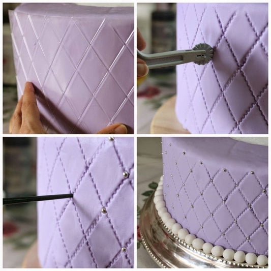 4pcs set Lattice Texture Mat Imprint Fondant Stencil Border Embosser Grid Swirl Pattern TSC