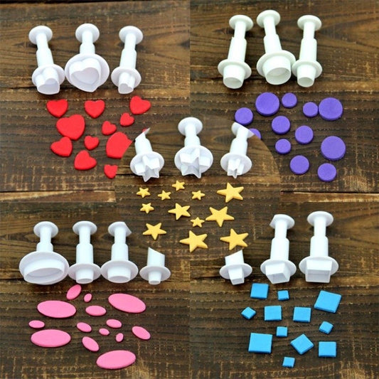 Fondant Cake Plunger Gumpaste Shapes Round Triangle Hexagon Heart Blossom Flower