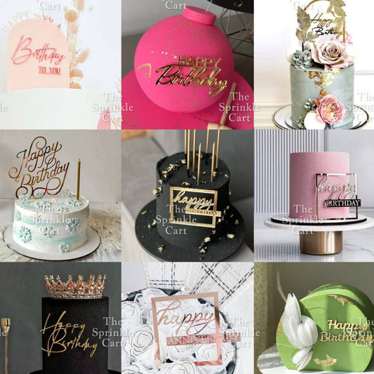 Acrylic Happy Birthday Happy Anniv & Baby Shower Cake Topper Birthday Wedding Party Decoration TSC