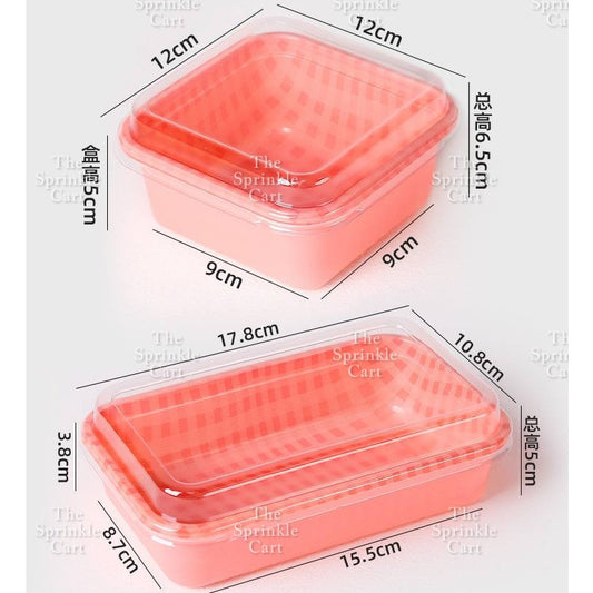 10pcs Retro Checkered Square Rectangle Cake Box / Cute Korean Bento Box Aesthetic Bento Box