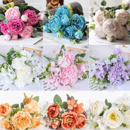 Rustic Bouquet Silk Peony Artificial Flowers Wedding Decoration Cake Decoration TSC
