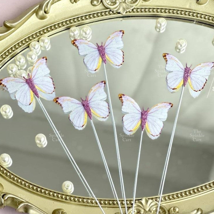 Waterproof Colorful Butterfly Topper Plastic Vinyl Cloth with Wire and Glue Dot DIY Decoration TSC