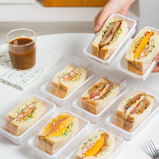 Disposable Transparent Sandwich Compartment with Lid Packaging TSC