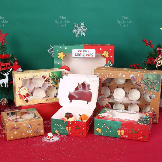 Christmas Cupcake Box and Liner for Baking Cupcake Dessert DIY Christmas Theme Decoration TSC