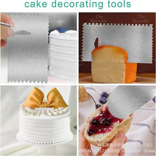 Stainless Steel and Serrated Dough Cutter Scraper Baking Smoother Cake