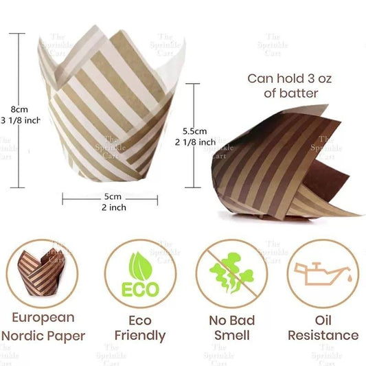 50pcs Tulip Muffin Liner Cupcake Baking Cups Newspaper Stripe Style TSC