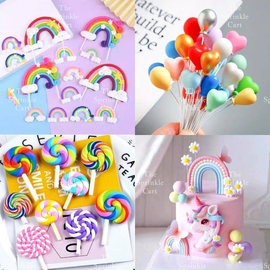 Rainbow Cloud Polymer Topper for DIY Decoration