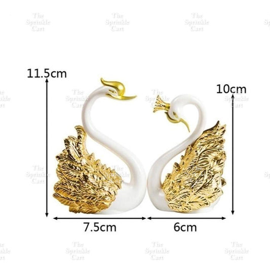 Flamingo Cake Toy Topper Figurine Elegant White Golden Swan Baking Decoration TSC