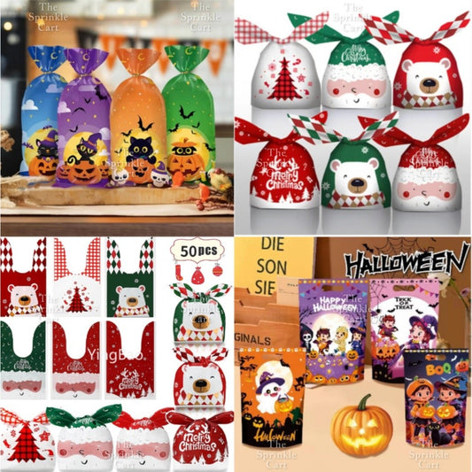 50pcs Christmas Halloween Candy Gift Loot Bag Packaging TSC