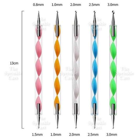 5pcs Dotting Tool Dual tip for Fondant Gumpaste Face Sculpting Nail art Clay Sculpture Cake