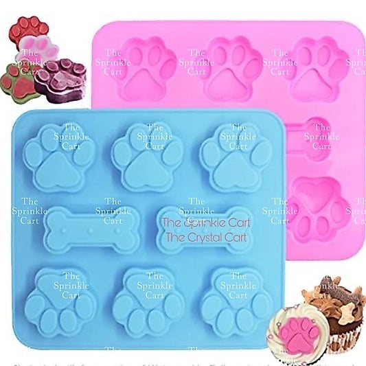 Fur Baby Themed Silicone Molder and Acrylic Topper for Dog Cat Pet Birthday Cake TSC