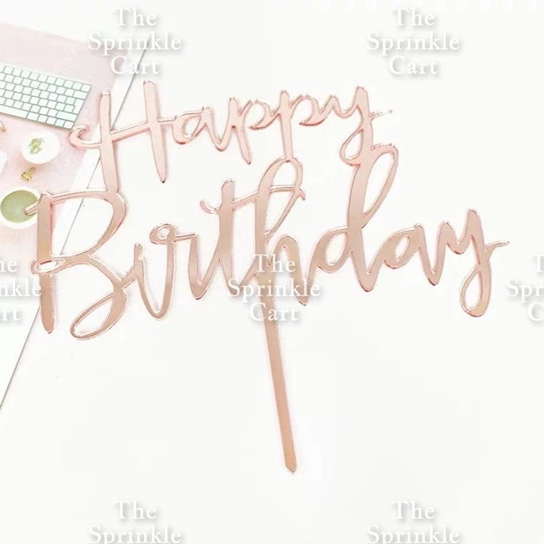 Acrylic Glitter Paper Happy Birthday Mr & Mrs Girl Boy Cake Topper Party Supplies