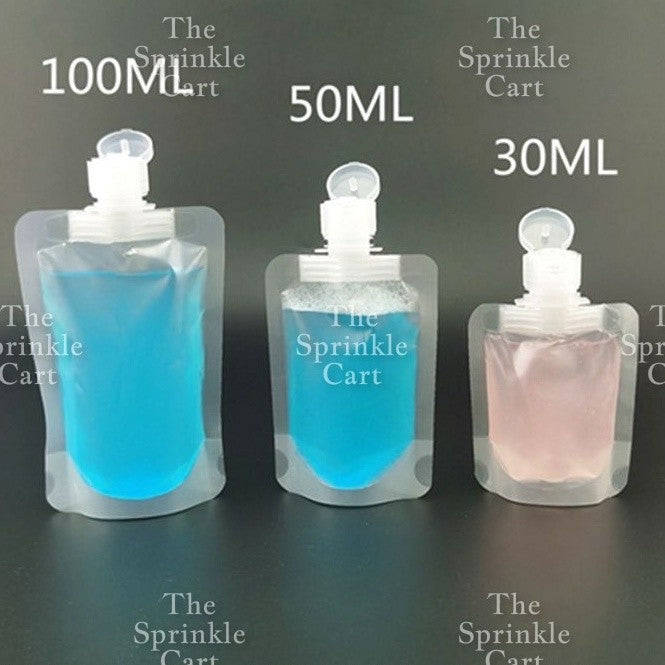 30/50/100ml Squeeze Plastic Pouch for Travel Use Easy Packing of Toiletry Fluid Items and Fluid Makeup TSC
