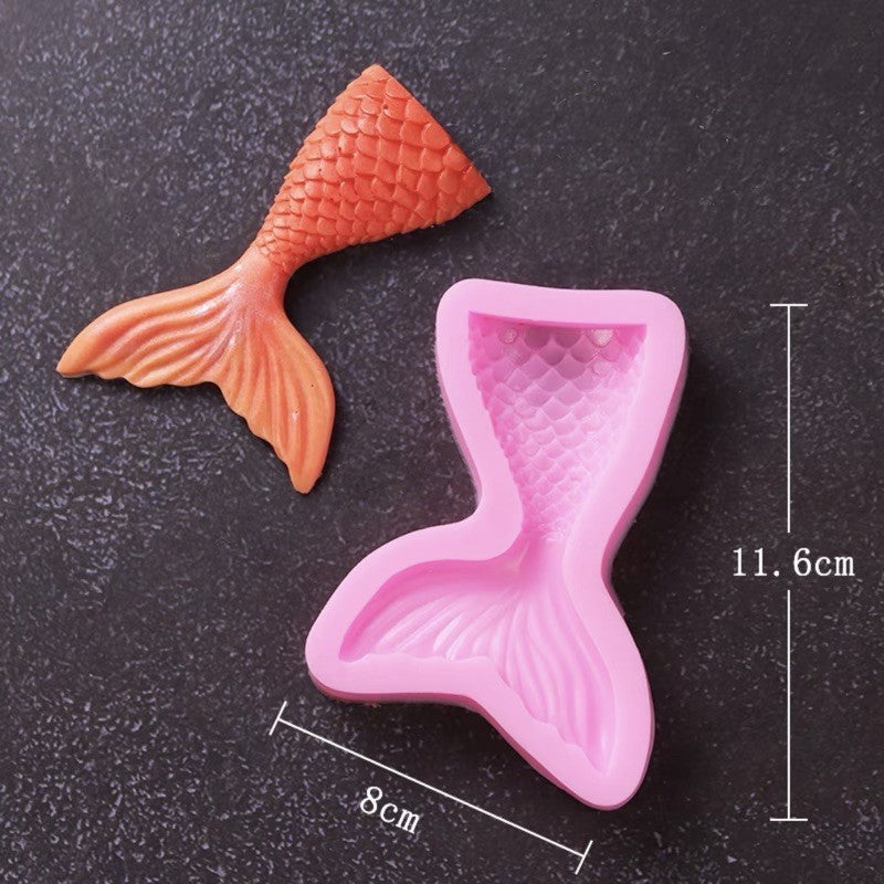 Mermaid Theme Toy Topper Silicone Molder Stencil for Cake Decoration TSC