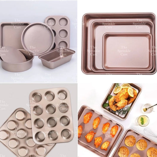 Non stick Golden Cupcake Molder Loaf Bento Pan Cake Oval Molder Square Pan Japanese Cheesecake
