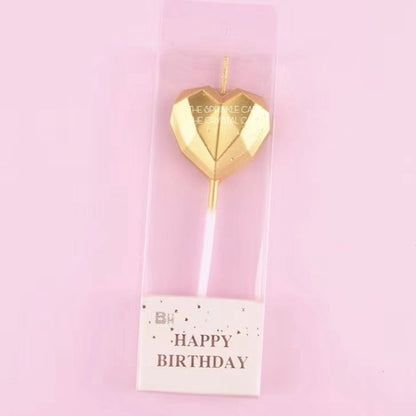 Metallic Color Candle Heart Star Shape for Birthday Party Supplies TSC