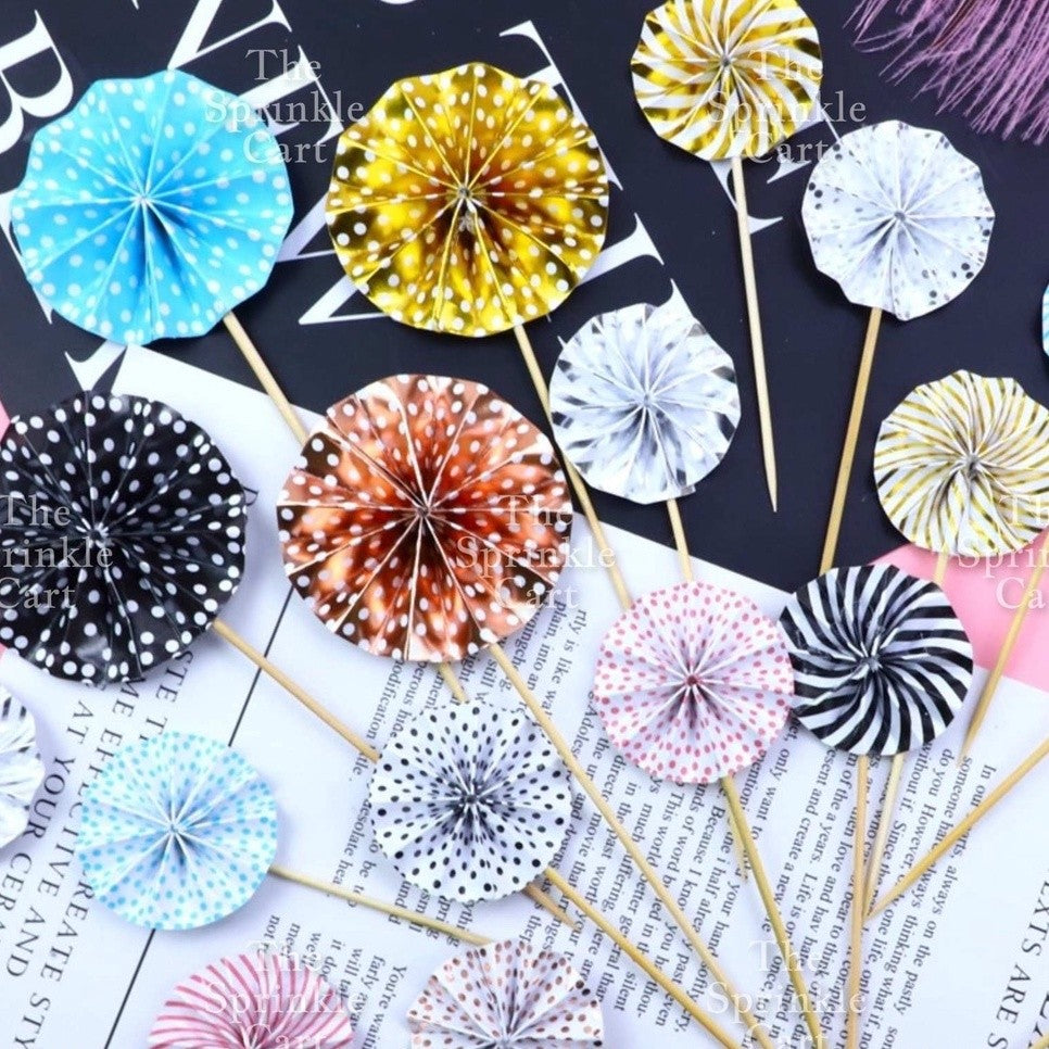 Leaf Round Paper Fan Butterfly Lady Girl Star Cake Topper Decoration TSC