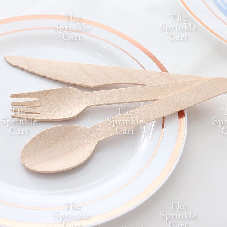 Wooden and Plastic Disposable Food Utensil Spoon Fork Knife Picks Barbeque Stick for Party Use TSC