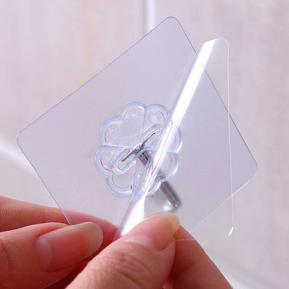 Self Adhesive Transparent Plastic Wall Hook Nail-Free Non-trace TSC