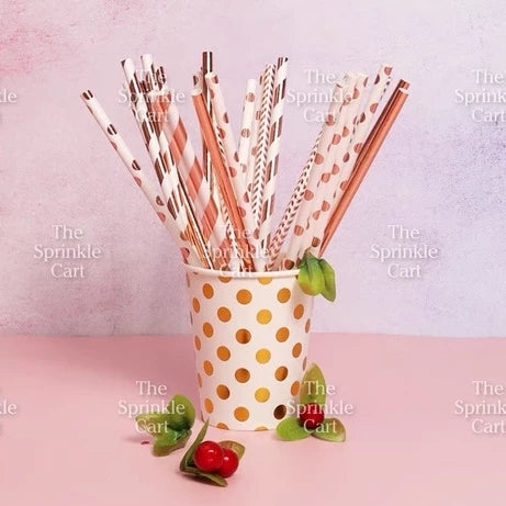 Drinking Paper Straw Metallic Gold Colorful Individually Wrapped Boba Plastic Straw TSC