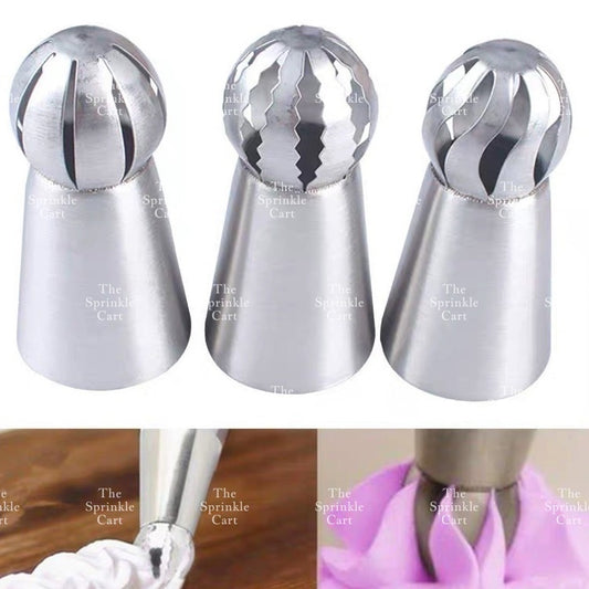 3pcs Set Russian Sphere Ball Nozzle Piping Tip for Icing Decoration TSC
