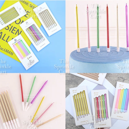 Metallic Long Straight Candle Happy Birthday Cake Party Supplies