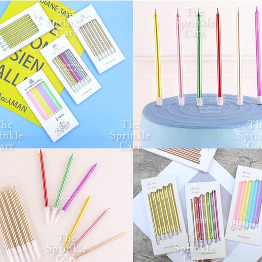 Metallic Long Straight Candle Happy Birthday Cake Party Supplies