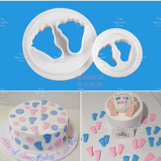 2pcs Baby Feet Plastic Cutter and Marker for Cake Decoration and DIY Crafts Tool TSC