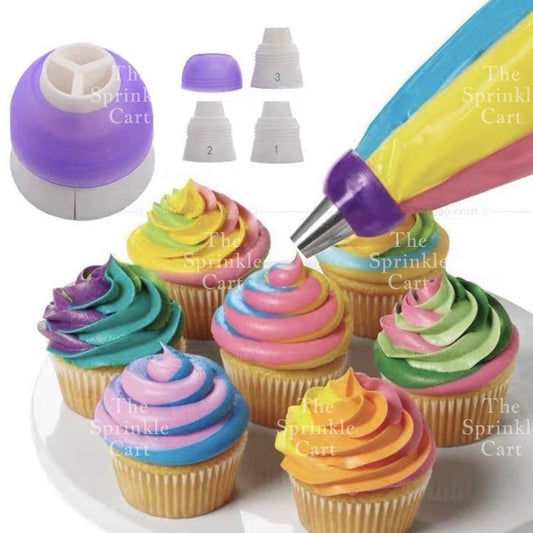 3-Color Russian Nozzle Coupler Converter Decorating Tip Icing Pastry Pipe