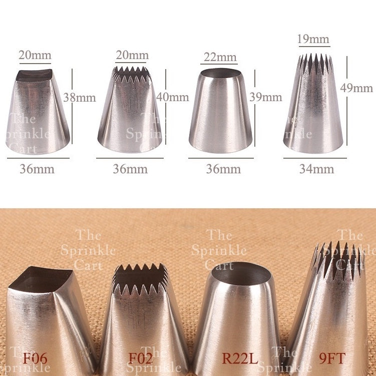 4pcs Set Round Square Nozzle Tip Set for Cake Icing Decoration TSC