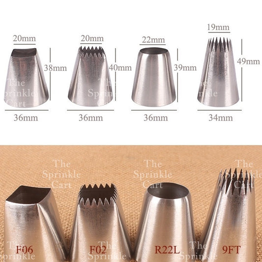 4pcs Set Round Square Nozzle Tip Set for Cake Icing Decoration TSC