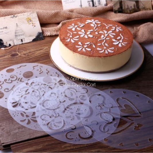 4pcs Powder Sugar Confectioner Sift Stencil for Cake Decoration