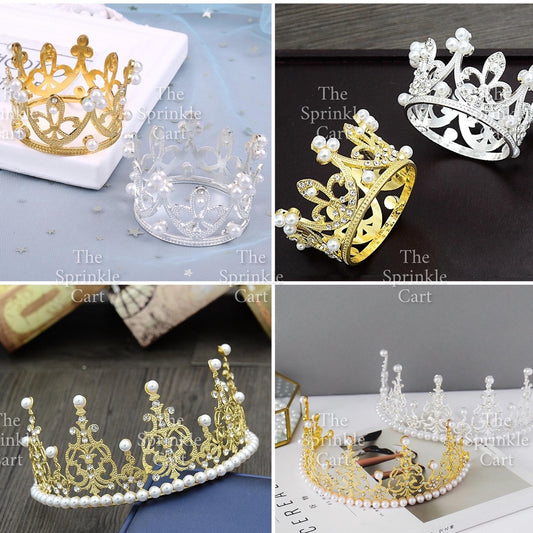 Crown Cake Topper Princess Birthday Celebration Queen Gold Silver