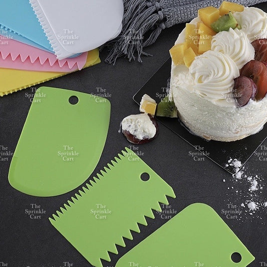 3pcs Plastic Scraper Cake Smoother Dough Cutter Baking Tool TSC