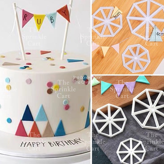 Wheel Banner Triangle Flag Fondant Cookie Cutter Cake Decoration TSC