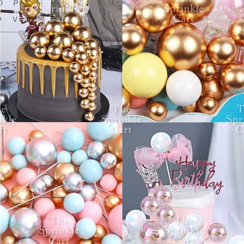 Balls Cake Topper Gold Silver White Pink Blue Yellow Decoration Birthday Swirl Ball Spiral Ball