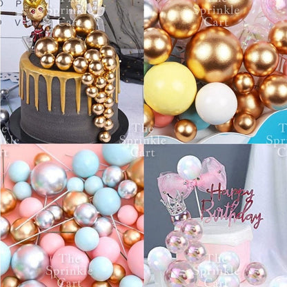 Balls Cake Topper Gold Silver White Pink Blue Yellow Decoration Birthday Swirl Ball Spiral Ball