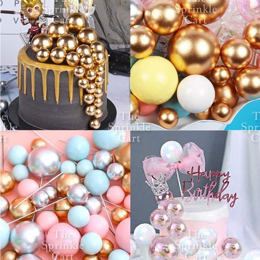 Balls Cake Topper Gold Silver White Pink Blue Yellow Decoration Birthday Swirl Ball Spiral Ball