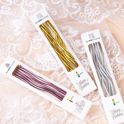 Birthday Spiral Candle Gold Silver Metallic Rainbow