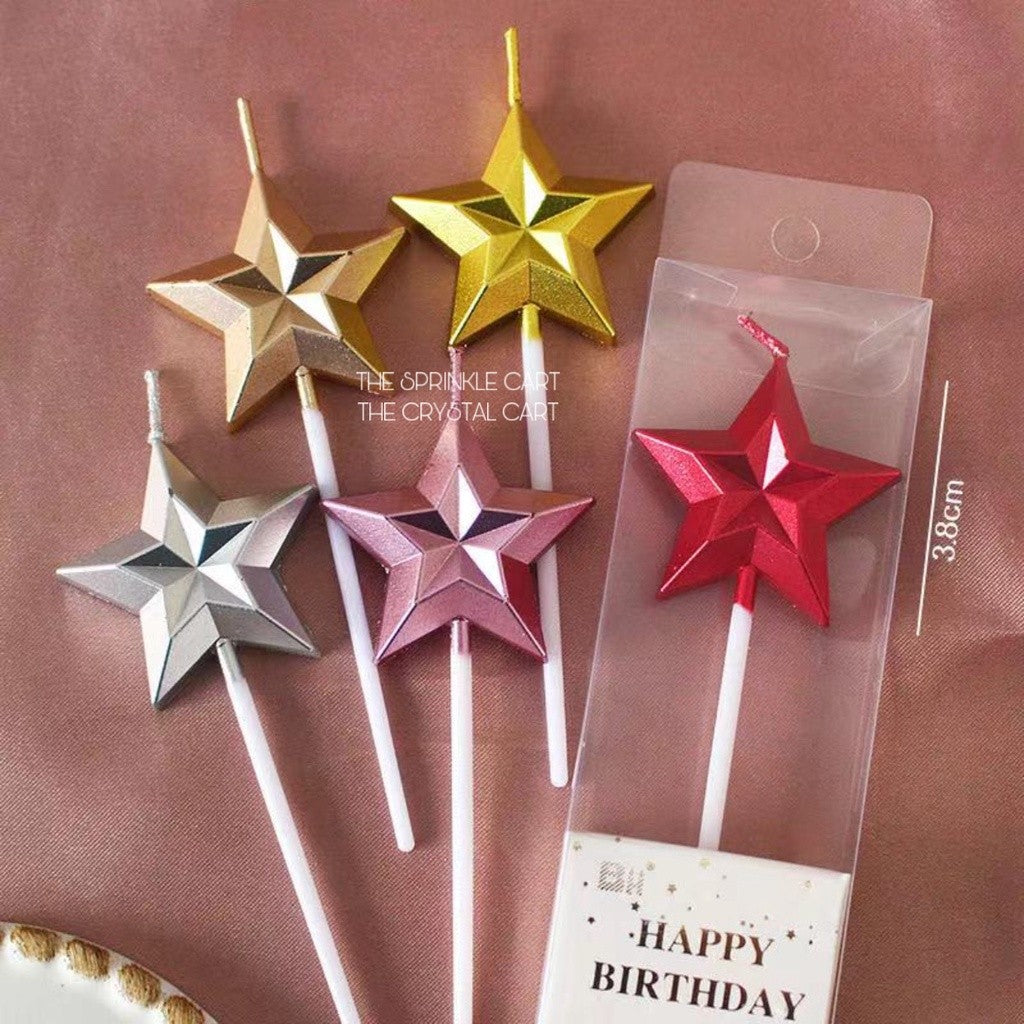 Metallic Color Candle Heart Star Shape for Birthday Party Supplies TSC