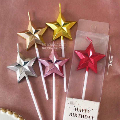 Metallic Color Candle Heart Star Shape for Birthday Party Supplies TSC