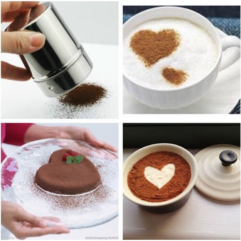 Stainless Steel Chocolate Shaker with Lid Confectionery Sugar Cocoa Sifter Strainer for Coffee and Cake Decoration TSC
