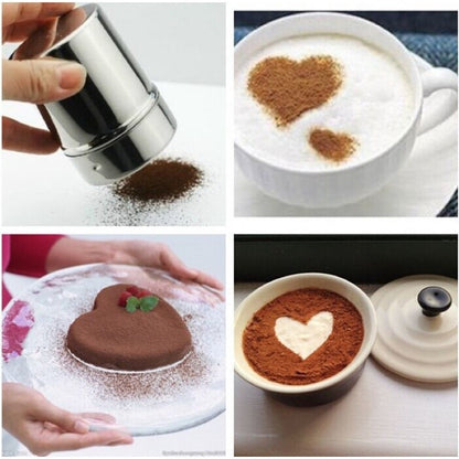Stainless Steel Chocolate Shaker with Lid Confectionery Sugar Cocoa Sifter Strainer for Coffee and Cake Decoration TSC