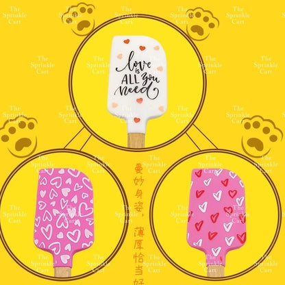Silicone Spatula with Wooden Handle Cute Design Spatula Love Spatula for Baking Pastry Cooking