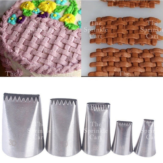 5pcs Basket Fence Weave Nozzle Icing Piping for Cake Decorating tsc