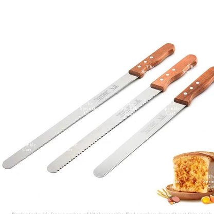 1-piece Serrated Bread Cake Knife Stainless Steel Wooden Handle TSC
